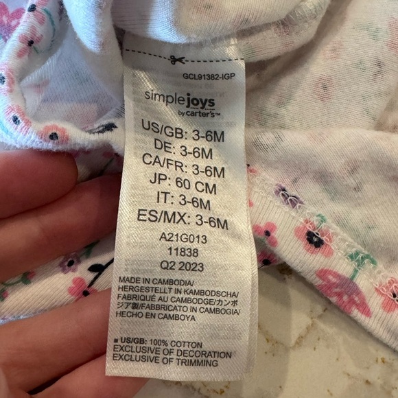 3-6M simple joys by Carter’s Floral Print Kids One Piece - Picture 3 of 7